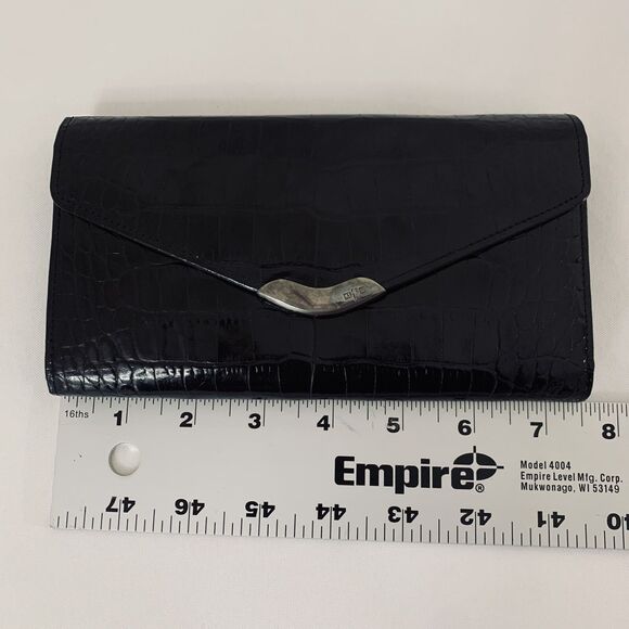 Vintage Ralph Lauren Wallet Alligator Embossed Leather Black Rare Production 80s - Picture 9 of 13